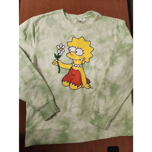 The Simpsons Lisa Simpson Flower Sweatshirt Pullover Sweater Long Sleeve Top - S - Picture 1 of 3